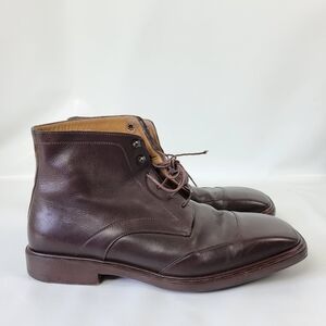 LOUIS VUITTON Brown Lace Up Leather Boots Mens Sz 7.5